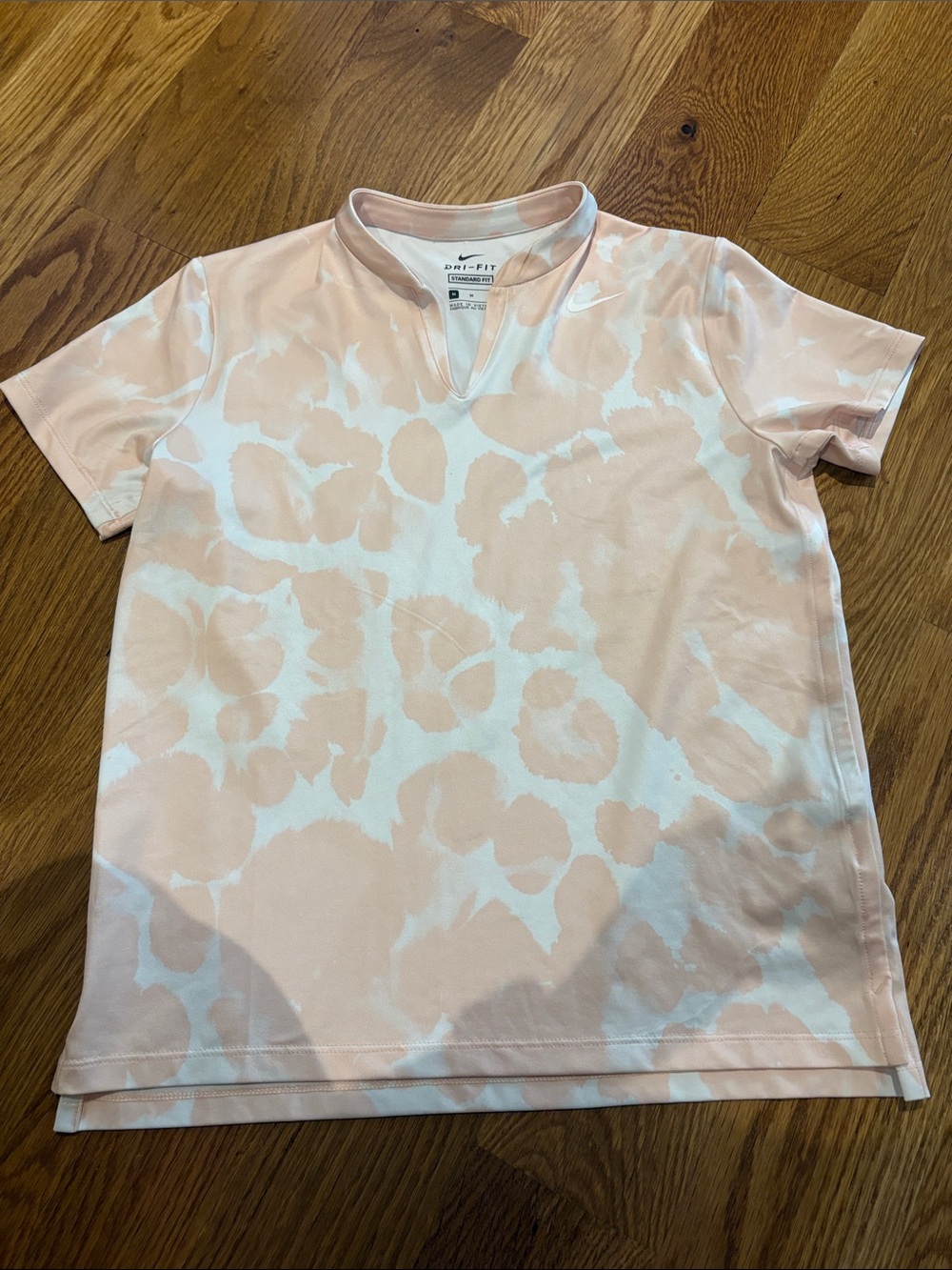 Nike Girls' Light Pink & White Tie-Dye Dri-FIT Short Sleeve Top